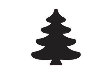Simple black silhouette of a stylized christmas tree