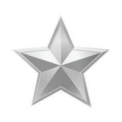Vector art of a realistic silver fivepointed star with a metallic sheen