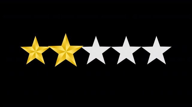 five star rating give feedback. animation on black background 4k video