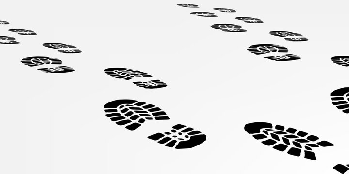 footprint shoe sole tracking path on transparent background, shoe footprint path vector illustration