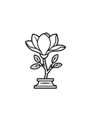 Elegant magnolia flower line art illustration on white background