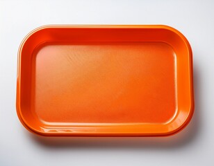 vibrant orange plastic food tray isolated on a white background offering versatile usage for food presentation or other purposes