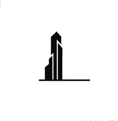 Black silhouette of building icon white background.





