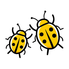 Two Ladybugs Representing Garden Insects Icon For Web And Graphic Design