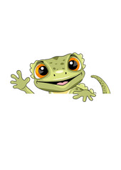 Peeking funny welcoming gecko