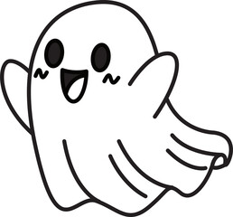 Halloween illustration, Halloween art, Spooky illustration, Cute ghost, Halloween party decor, Kids Halloween, Cute ghost, Pumpkin character