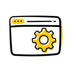 Web Browser Window With Settings Gear Icon For Web And Graphic Design