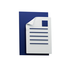 Blue Folder And White Document Icon On Black Background With Paper Sheet And Lines Design