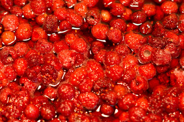 Background of strawberry and raspberry jam