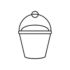 Simple outline drawing of a bucket shape on transparent background