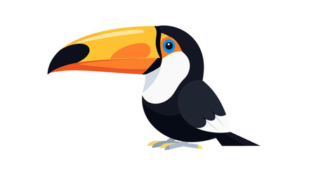 Naklejka premium Bold and Beautiful: Striking Toucan Bird Graphic with Bright Yellow Beak and Blue Eye Highlight
