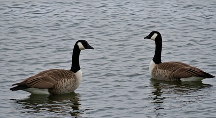 Fototapeta premium Two canada geese on water