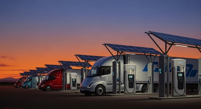 Electric Trucks Charging. (2)