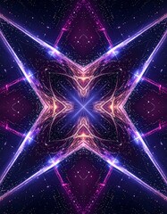 Abstract kaleidoscope of glowing light patterns