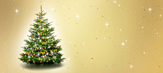 Golden Dekorierter Weihnachtsbaum,