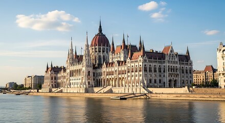 Fototapeta premium The Hungarian Parliament Building on the Danube River in Budapest.