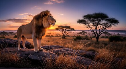 Majestic African Lion at Sunrise A Symbol of Wilderness