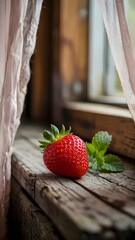 Fresh ripe strawberries on a wooden table, create a delicious summer dessert of juicy red organic fruit for a healthy natural diet