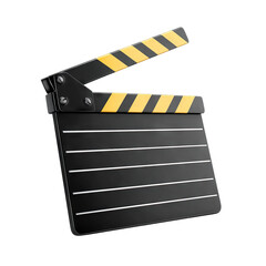 Fototapeta premium Classic movie clapperboard isolated on transparent cutout background