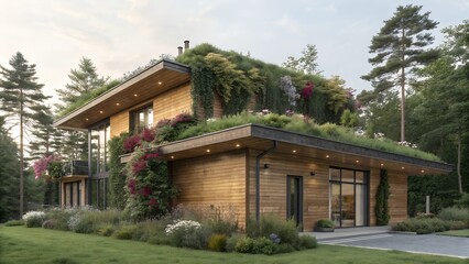 sustainable eco friendly home exterior with vertical