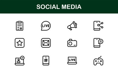Social Media Icons Pack. Minimal and flat icons of notifications, comments, followers, and chats for online marketing, branding, and design projects.