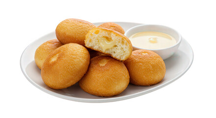 Fried mantou buns with condensed milk dip
