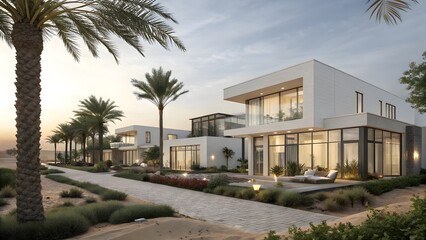 Modern abu dhabi architecture luxury homes tropical landscape