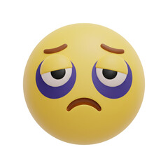 Exhausted face emoji with dark circles under eyes