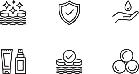 Clean Minimalist Icon Set Skincare, Beauty, and Hygiene Graphics