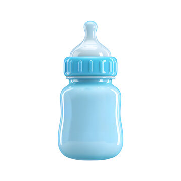 Baby blue Bottle 3d icon in  plastic style isolated on a transparent background