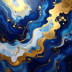 Abstract swirling blue and gold