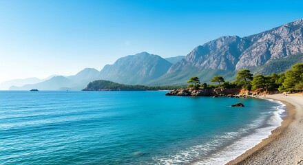 Obraz premium Stunning Turquoise Bay with Majestic Mountains.