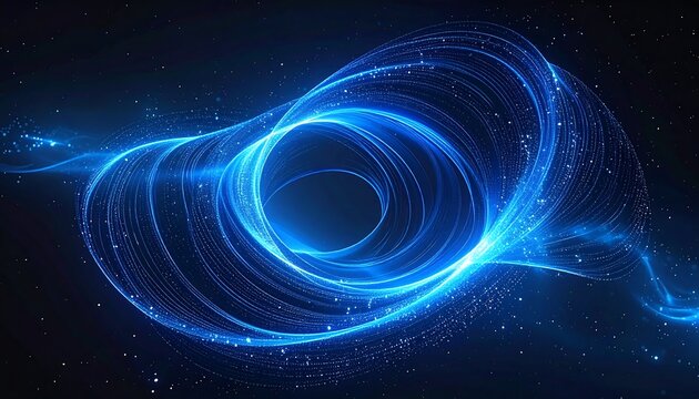 Abstract swirling blue energy vortex