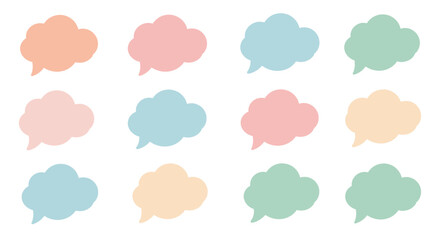 Pastel Colored Speech Bubbles in a Variety of Colors Communication Concept.