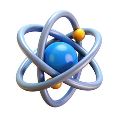 3d rendered atom model depicting science and technology with electrons orbiting the nucleus for educational purposes 3d illustration isolated on transparent background