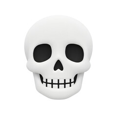White cartoon skull 3D Halloween icon