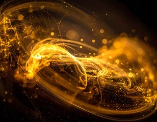 Abstract swirling golden particles