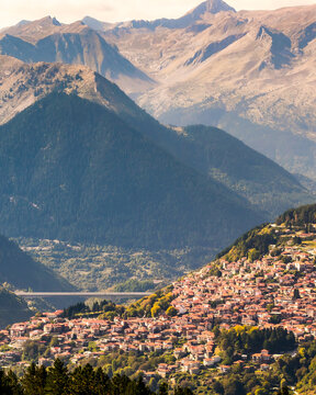 Dramatic views over towns in Greece