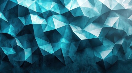 Obraz premium Abstract interconnected polygonal shapes with sharp edges create a 3D crystal-like effect in varying shades of blue,