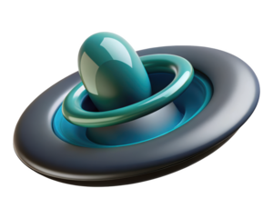 Abstract geometric structure with rounded elements and glossy surface modern art design 3d illustration isolated on transparent background