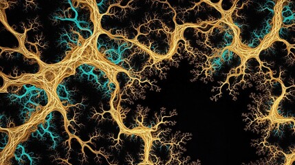 Abstract art design showcasing intricate neural-like structures with vibrant colors and organic patterns.
