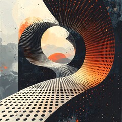 Abstract tunnel through mountains