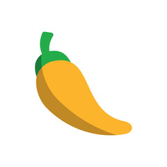 Chili pepper icon in modern green yellow color for grocery, farm, and recipe designs.