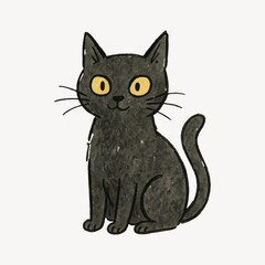 Fototapeta premium Charming cartoon black cat illustration.