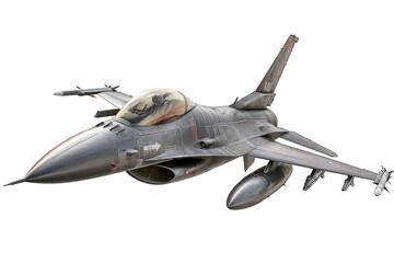 Gray Fighter Jet on Transparent Background