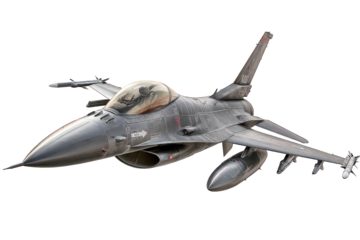 Gray Fighter Jet on Transparent Background