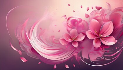 wind swirls with flower pink petals splash generative ai
