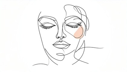 Abstract woman's face, continuous line art