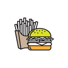 Fast food meal or dinner black outline icon