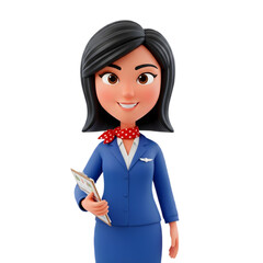 Flight Attendant 3D png on transparent background